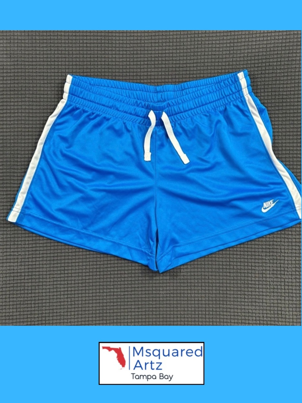 Nike Fit Dry Women’s Medium Blue Running Training Athletic Shorts Drawstring